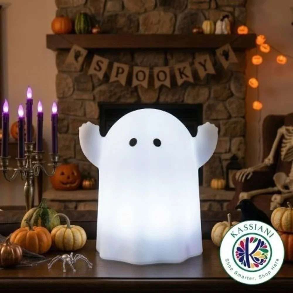 IKEA KUSTFYR Halloween Ghost LED Lamp Night Light White Purple Timer Battery
